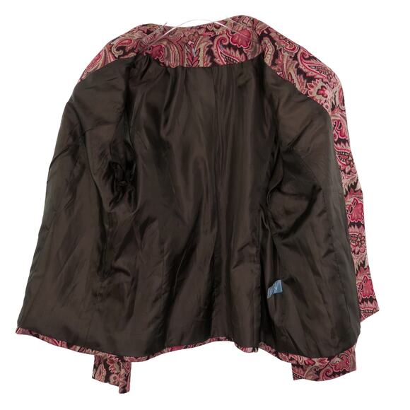 1990s Covington Vintage Pink and Black Floral Paisley Blazer Size 14 - Picture 2 of 6